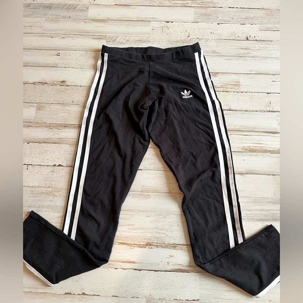 Black striped Adidas leggings. Size XS